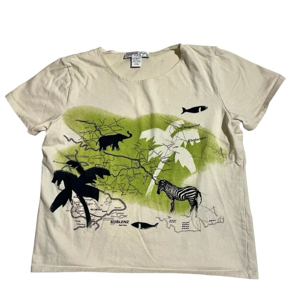 Vintage Safari Animal Graphic Zebras 90s Y2K Short Sleeve Top